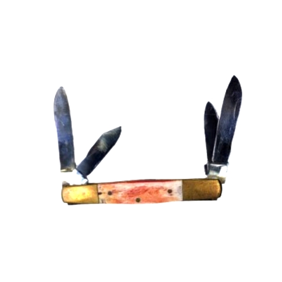 4 Blade Multifunctional Pocket Knife with Gold and Orange Handle - Picture 1 of 14